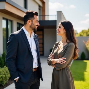A professional real estate consultant and a female client