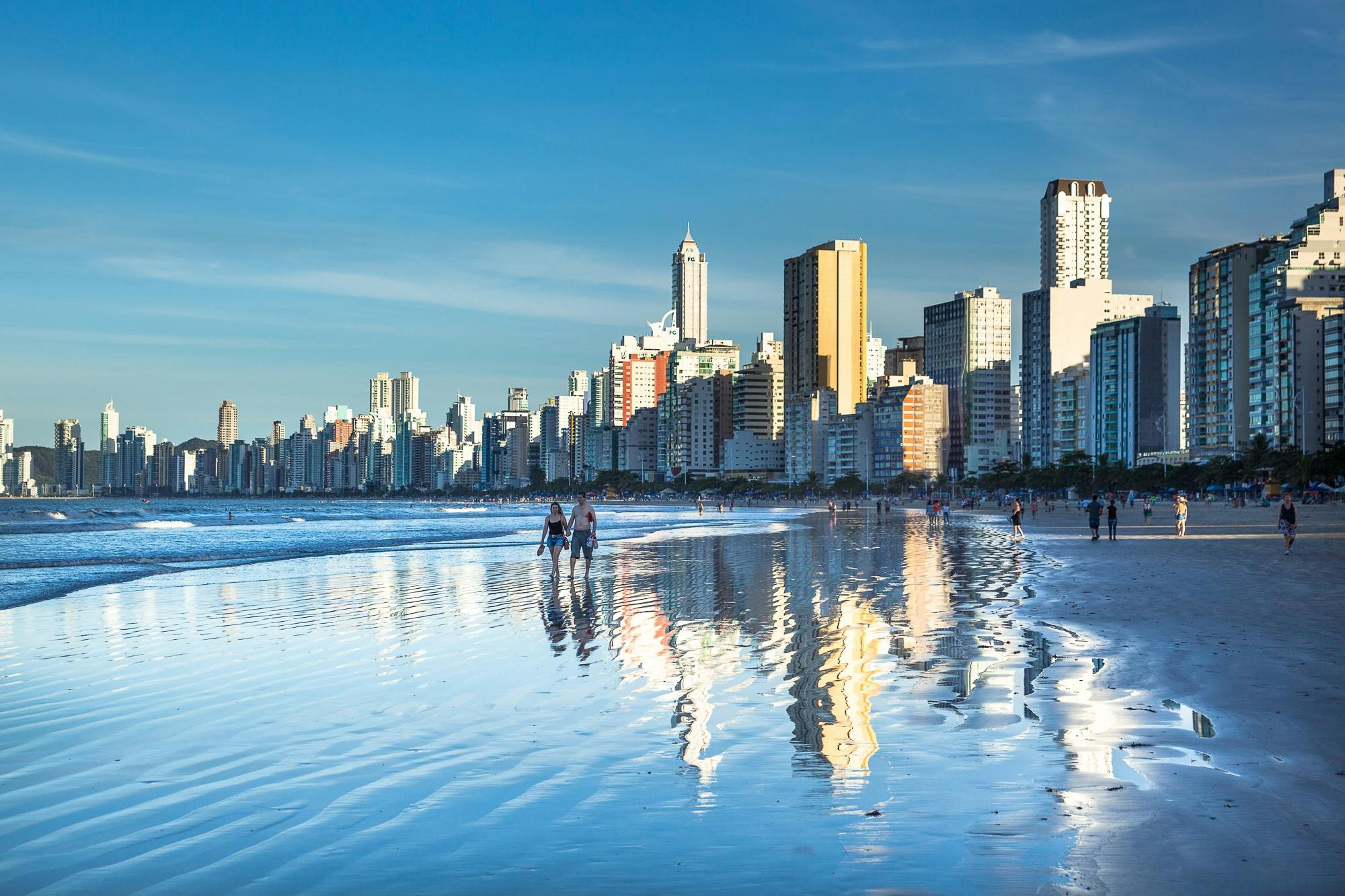 Camboriú beachfront skyline with high-rise apartments and ocean views